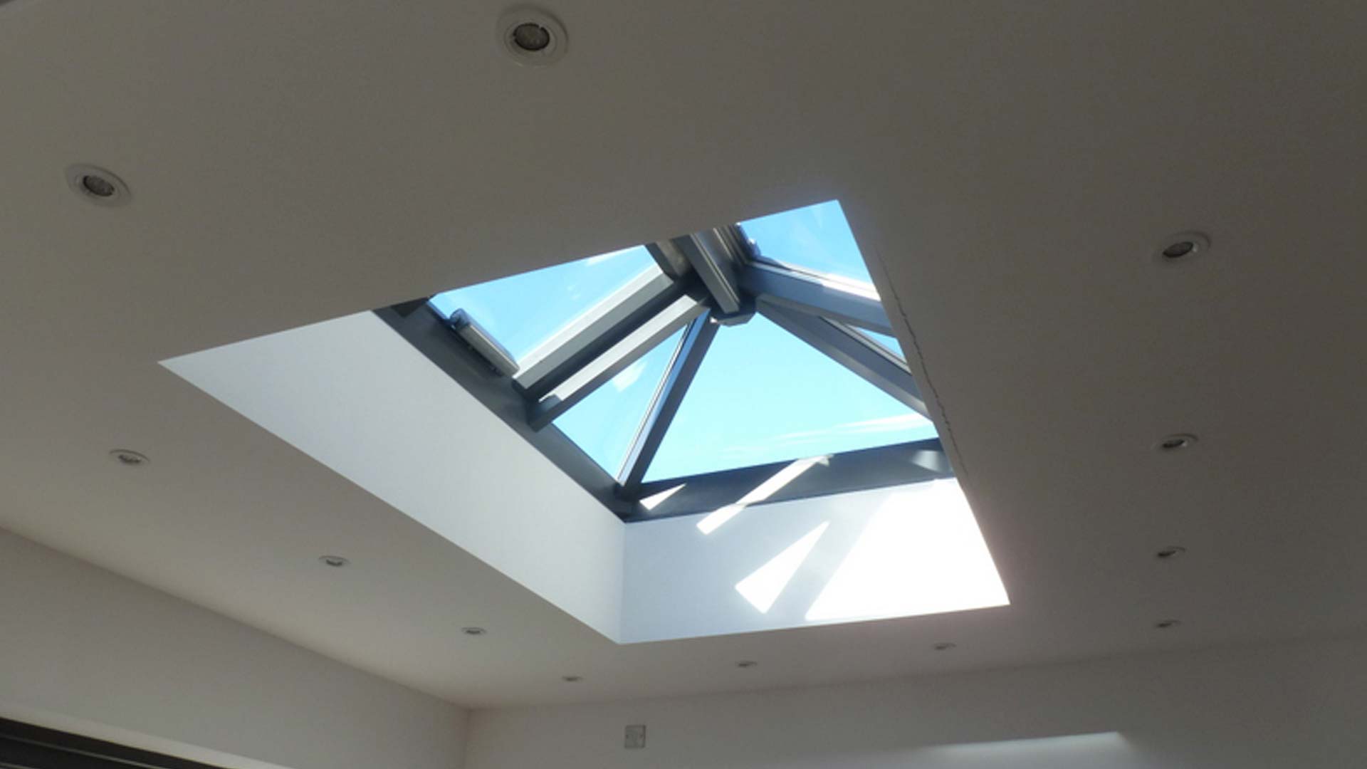 Home extension skylight installation.